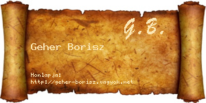 Geher Borisz névjegykártya